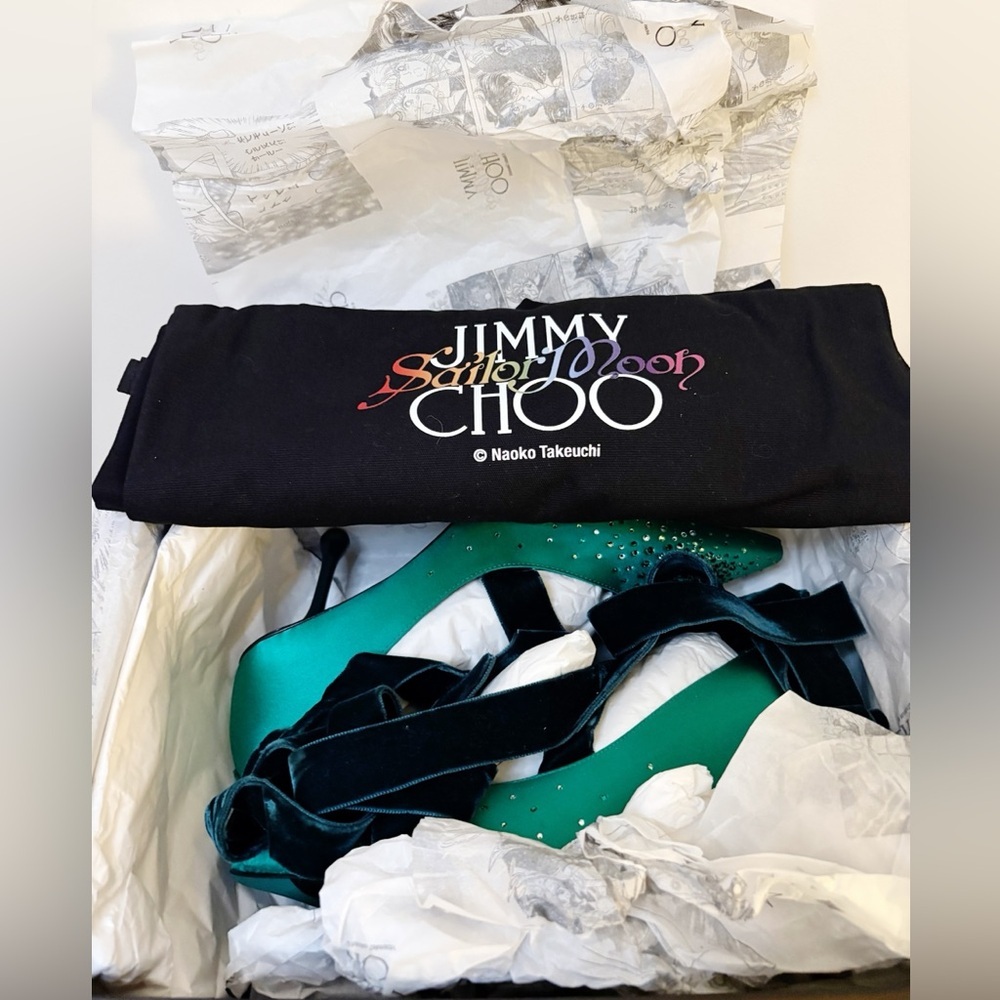 New Jimmy Choo x Sailor Moon Neptune 80 Satin Crystal Pump - Picture 13 of 13